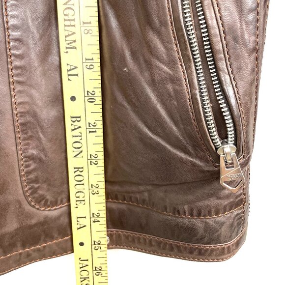 Redskins Casual Motorcycle Biker Genuine Leather Brown Jacket (Unisex) Size M - Picture 14 of 15